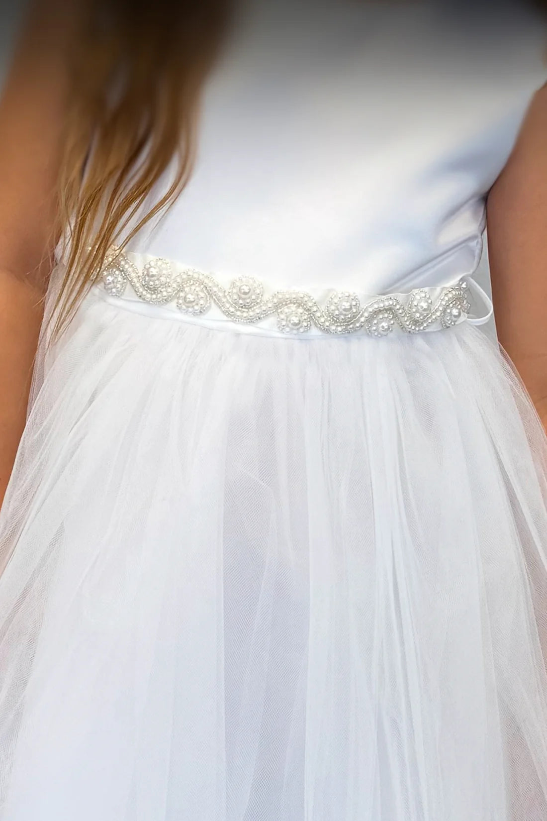 Classic Satin Box Pleat Girls Dress - Customise Trim, girls formal dress for Flower Girl, First Communion or Baptisms. Shop girls dresses and frocks Canada.