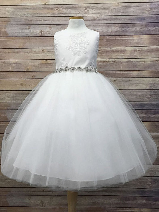 Fancy Lace Top First Communion Dress Ivory White Canada