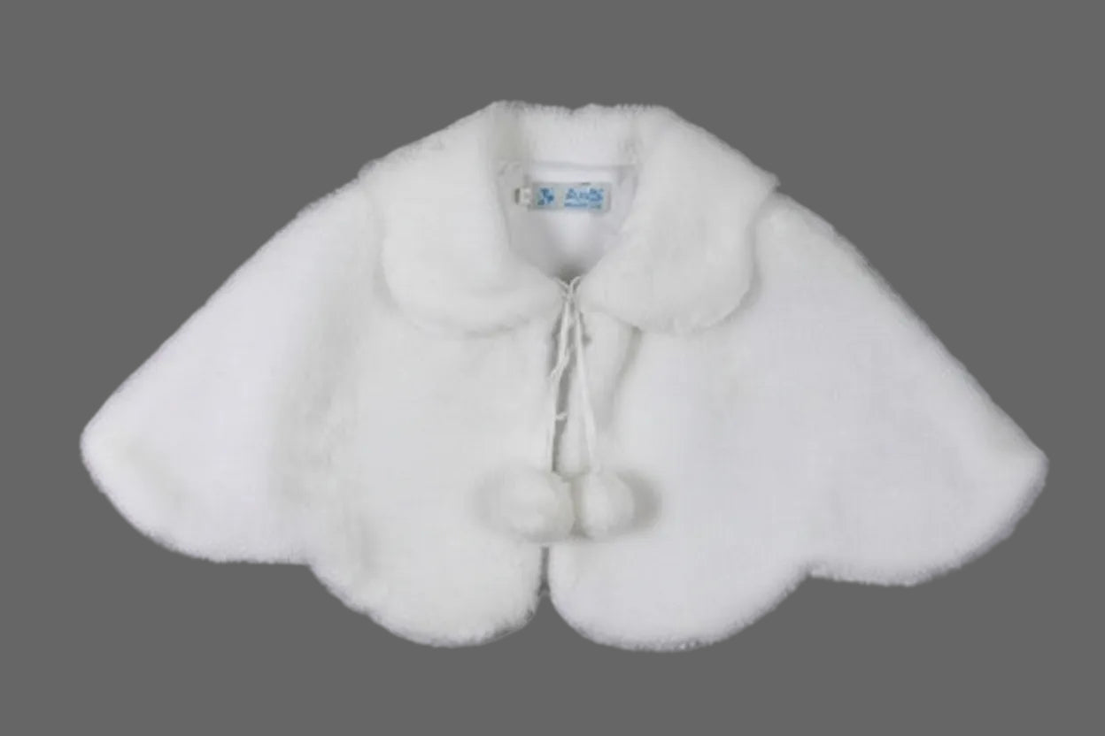 Fancy Scalloped Hem Faux Fur Girls Cape White Ivory Canada