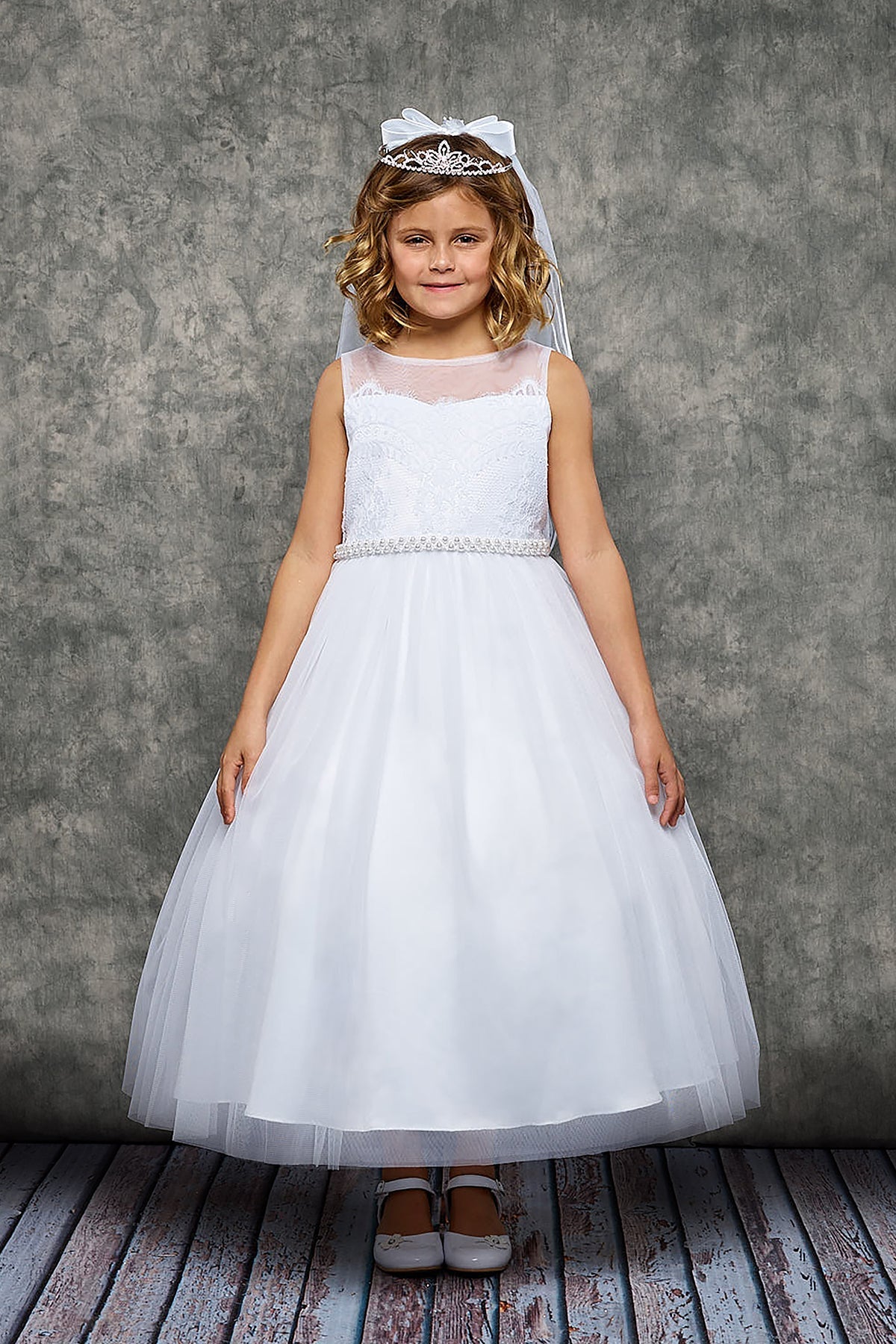 A Venetian Lace Illusion First Communion Gown - White ? Grandma's Little Darlings A Venetian Lace Illusion First Communion Gown - White ? Grandma's Little Darlings