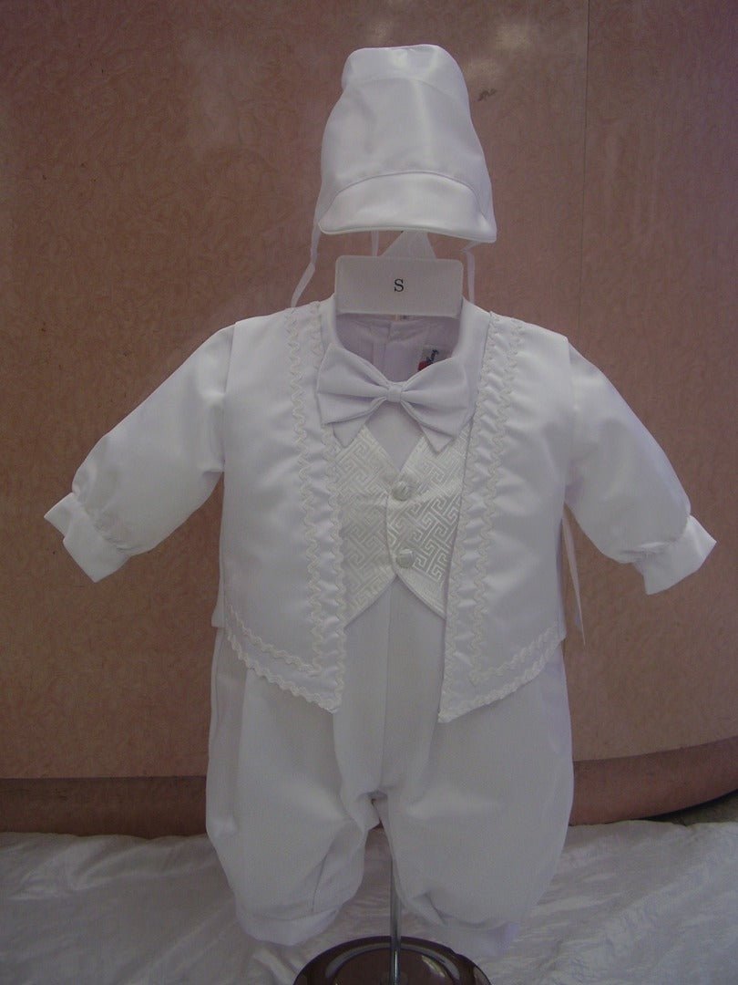 Baptism Romper With double Vest Overlay - Grandma's Little Darlings