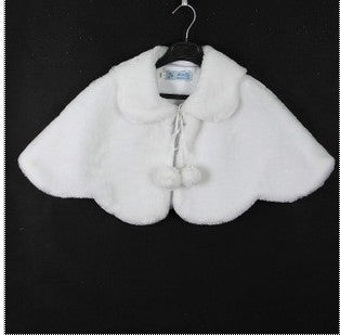 Faux Fur Cape - White or Ivory Faux fur cape white or ivory. Darling Faux fur cape, with pompom tie closure. Fully lined. Great over any dress or cute outfit! These are not the cheapy faux fur that you see in the stores. - Grandma's Little Darlings