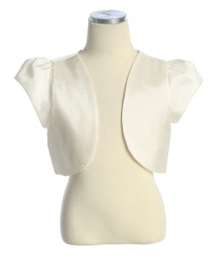 Short Sleeve Satin Bolero - Ivory