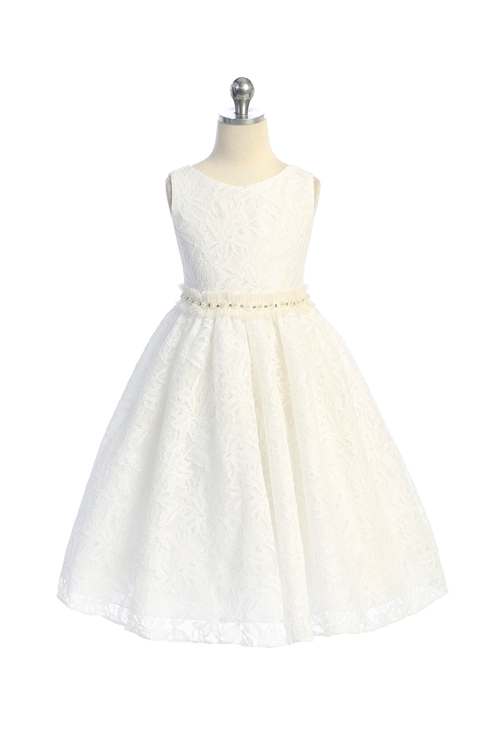 Lace V Back Bow Girls Party Dress Tea Length Ivory Canada