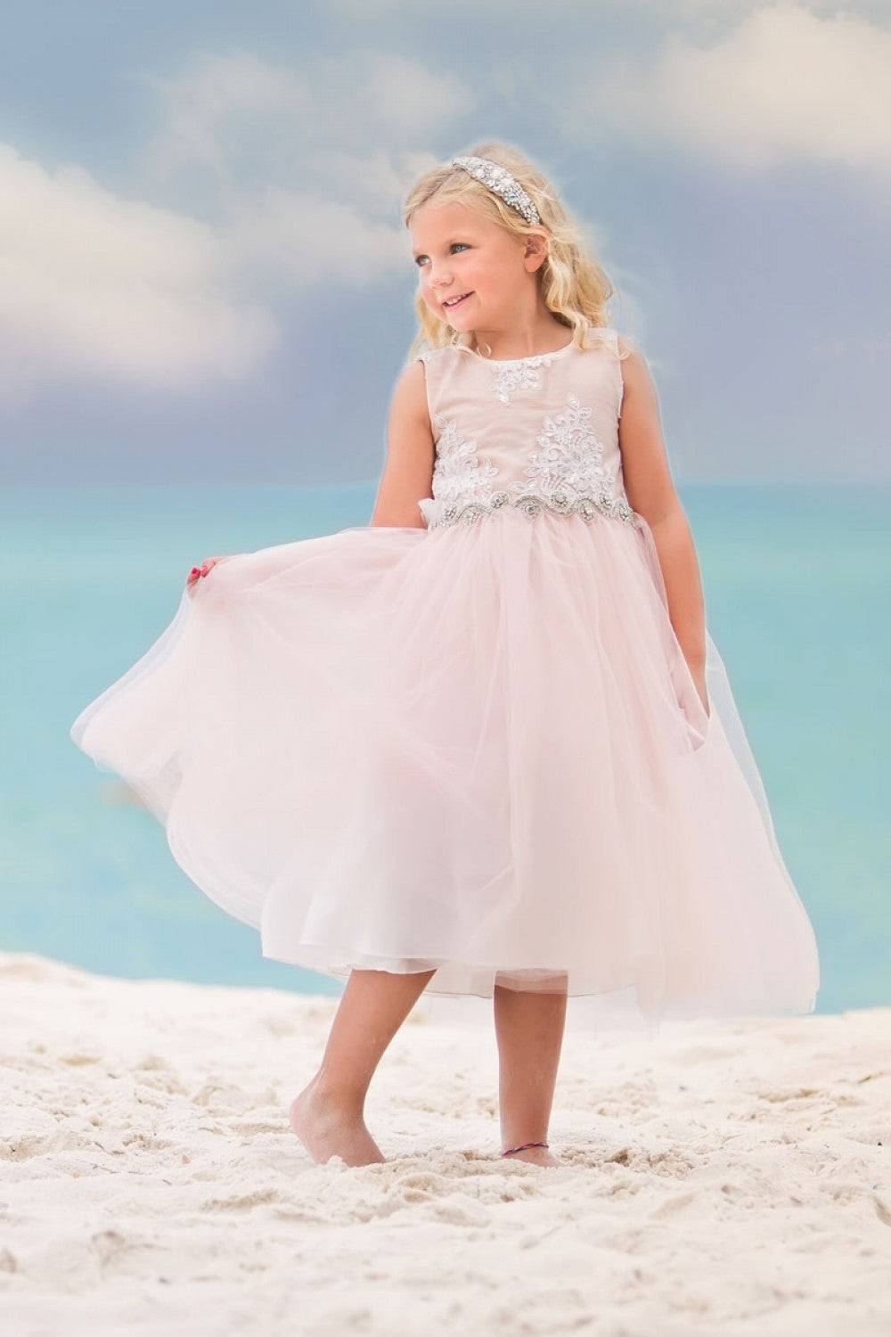 Luxurious Brocade Top Girls Dress
