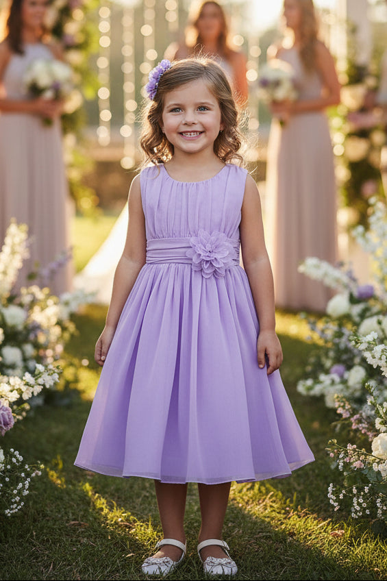 Chiffon Rushed Top Girls Party Dress Multi Colours Canada light purple