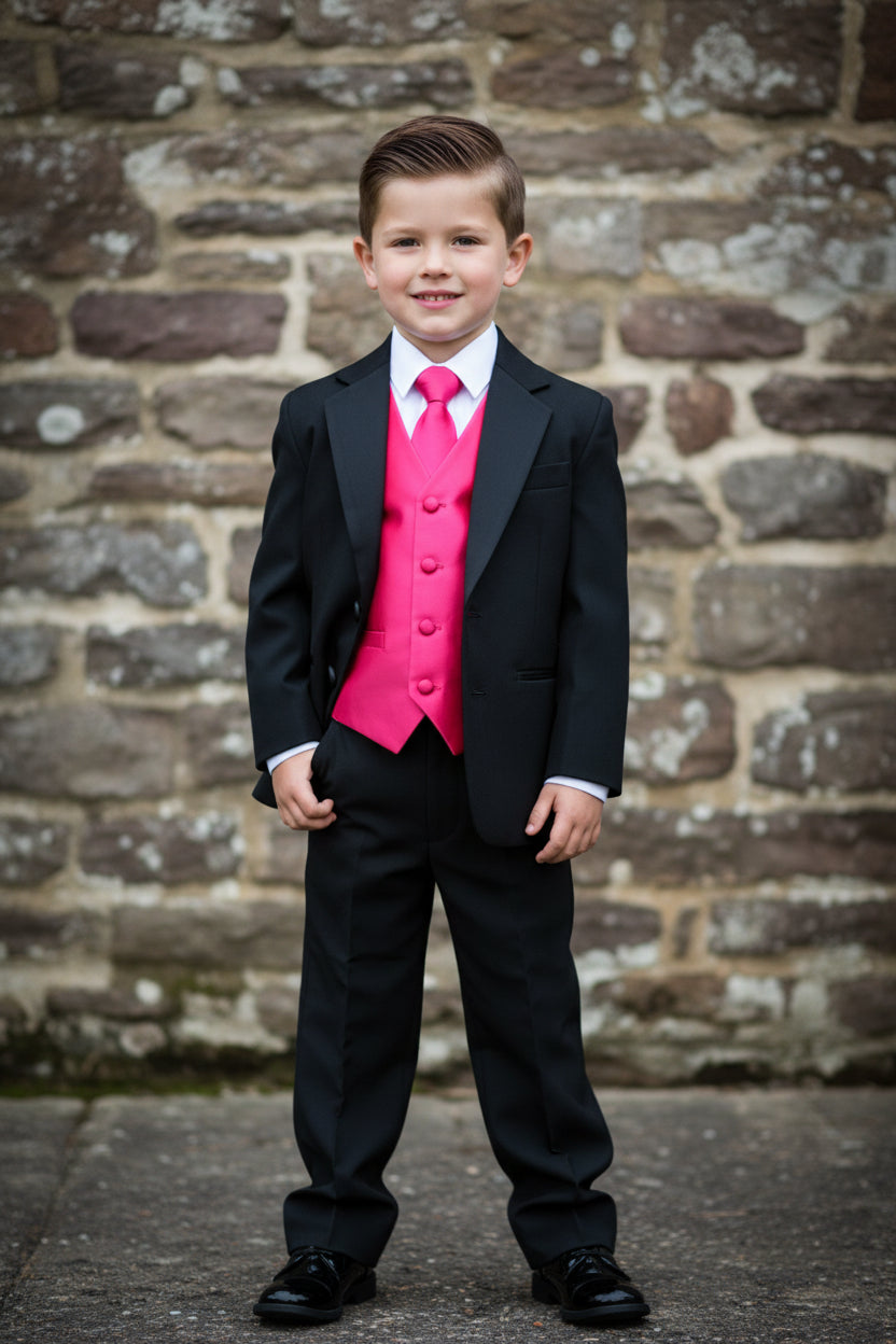 Boys Tuxedo 5 Piece White Black Customizable Canada