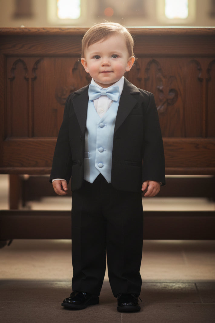 Boys Tuxedo 5 Piece White Black Customizable Canada