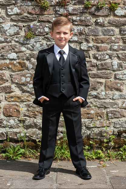 Boys Tuxedo 5 Piece White Black Customizable Canada
