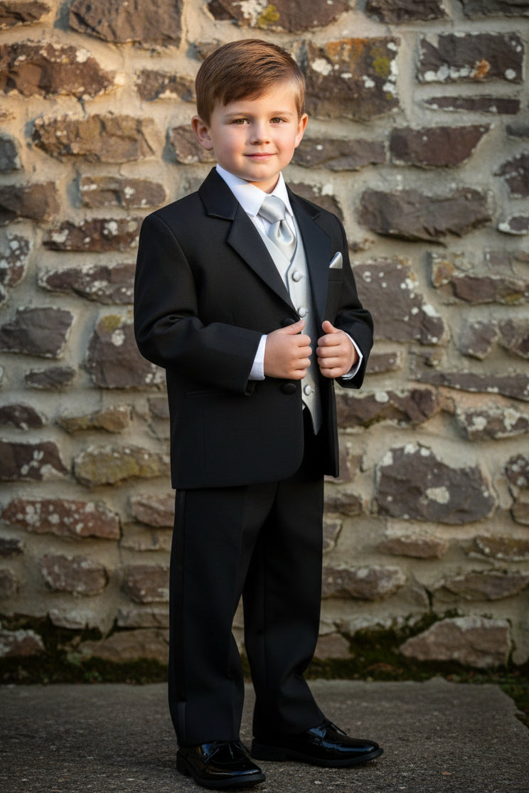Boys Tuxedo 5 Piece White Black Customizable Canada