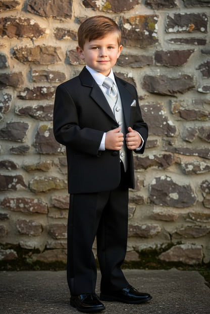 Boys Tuxedo 5 Piece White Black Customizable Canada