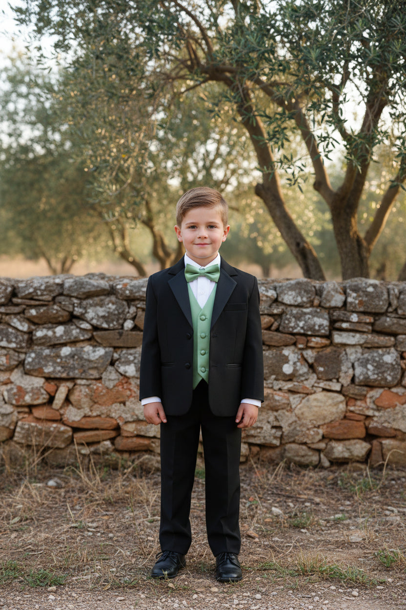 Boys Tuxedo 5 Piece White Black Customizable Canada