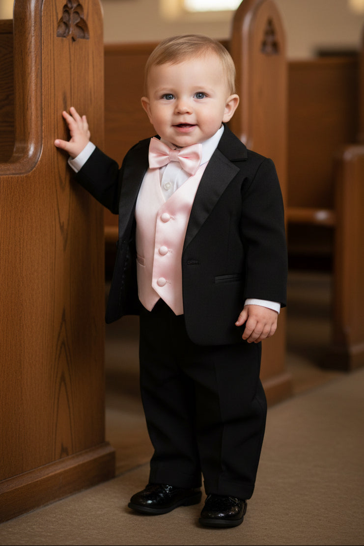 Boys Tuxedo 5 Piece White Black Customizable Canada