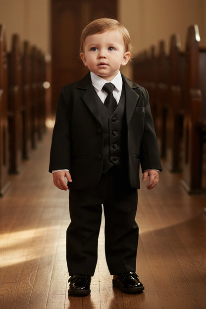 Boys Tuxedo 5 Piece White Black Customizable Canada
