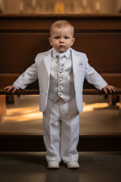 Boys Tuxedo 5 Piece White Black Customizable Canada