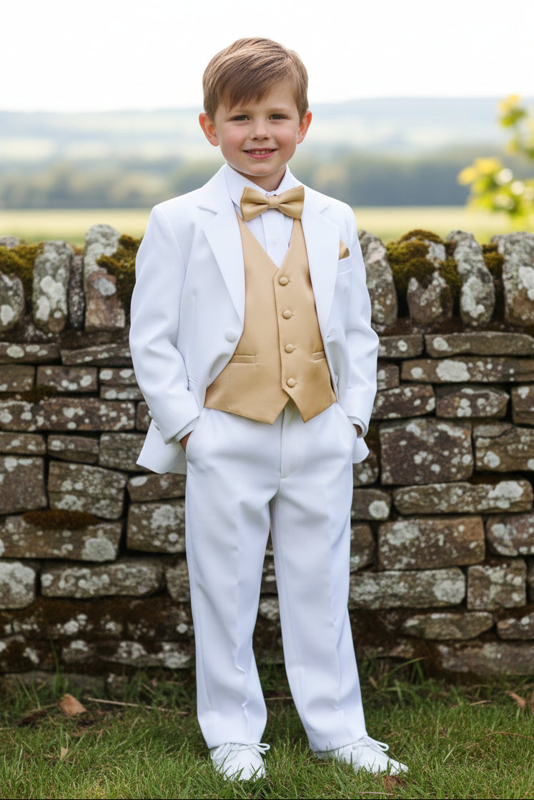 Boys Tuxedo 5 Piece White Black Customizable Canada