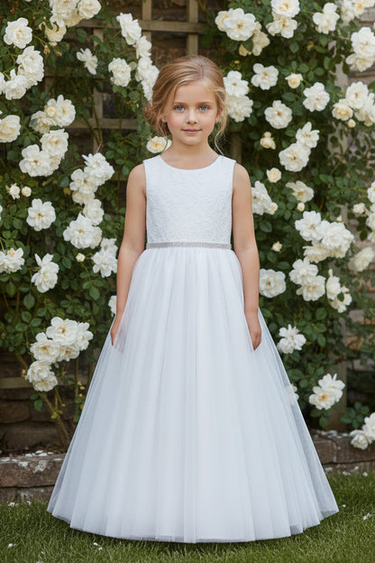 Fancy Lace Top Flower Girl Gown Ivory White Canada