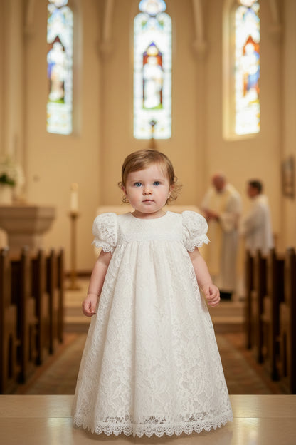 Allover Lace Baptism Christening gown white Canada live