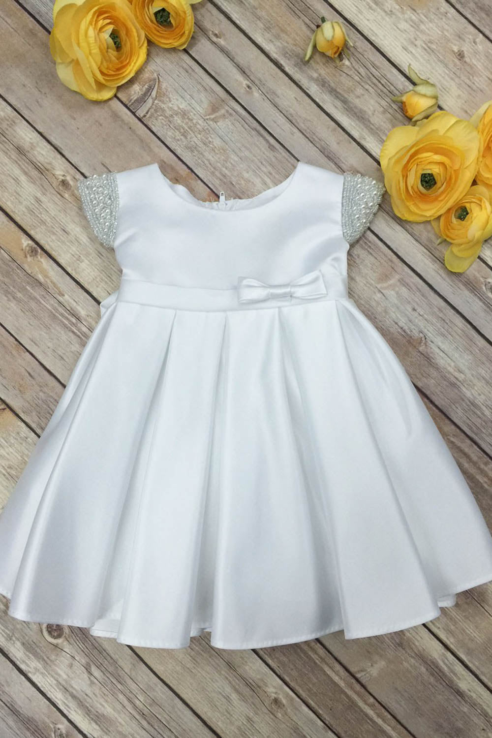 Amazing Beaded Cap Sleeve Infant Baby Girls Dress white Canada
