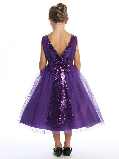 Lovely V Back Bow Girls Party Dress