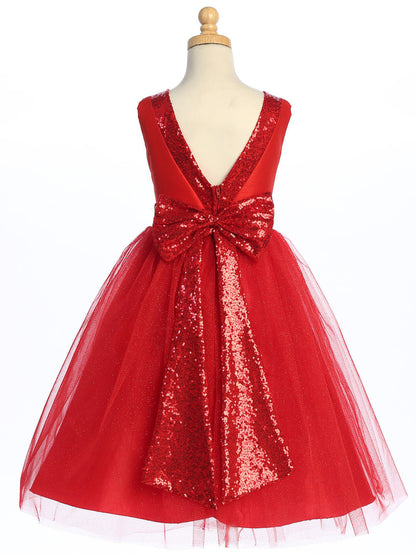 Lovely V Back Bow Girls Party Dress