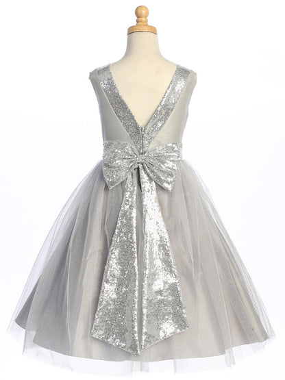 Lovely V Back Bow Girls Party Dress