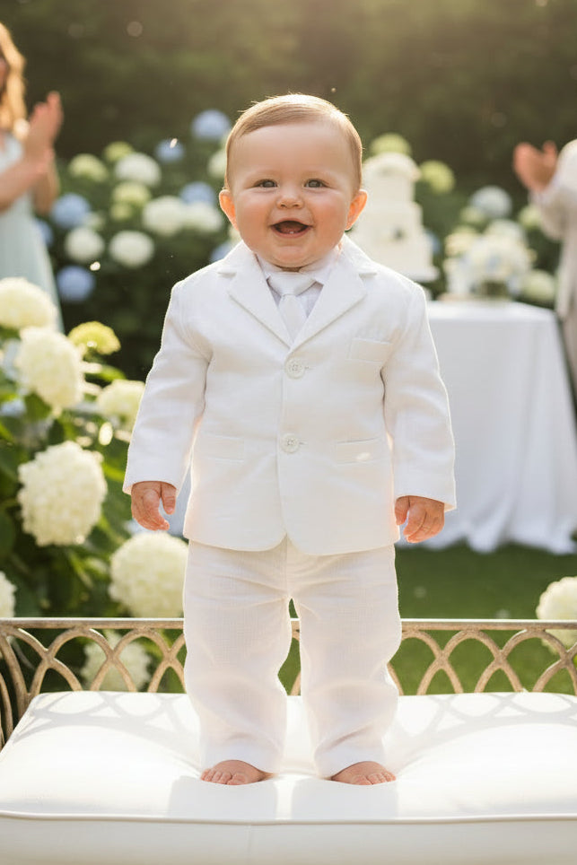 Baby Boys Linen Suit White 5 Pieces Canada 2
