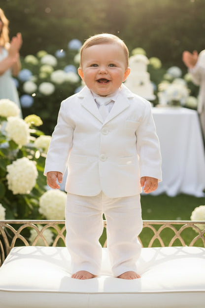 Baby Boys Linen Suit White 5 Pieces Canada 2