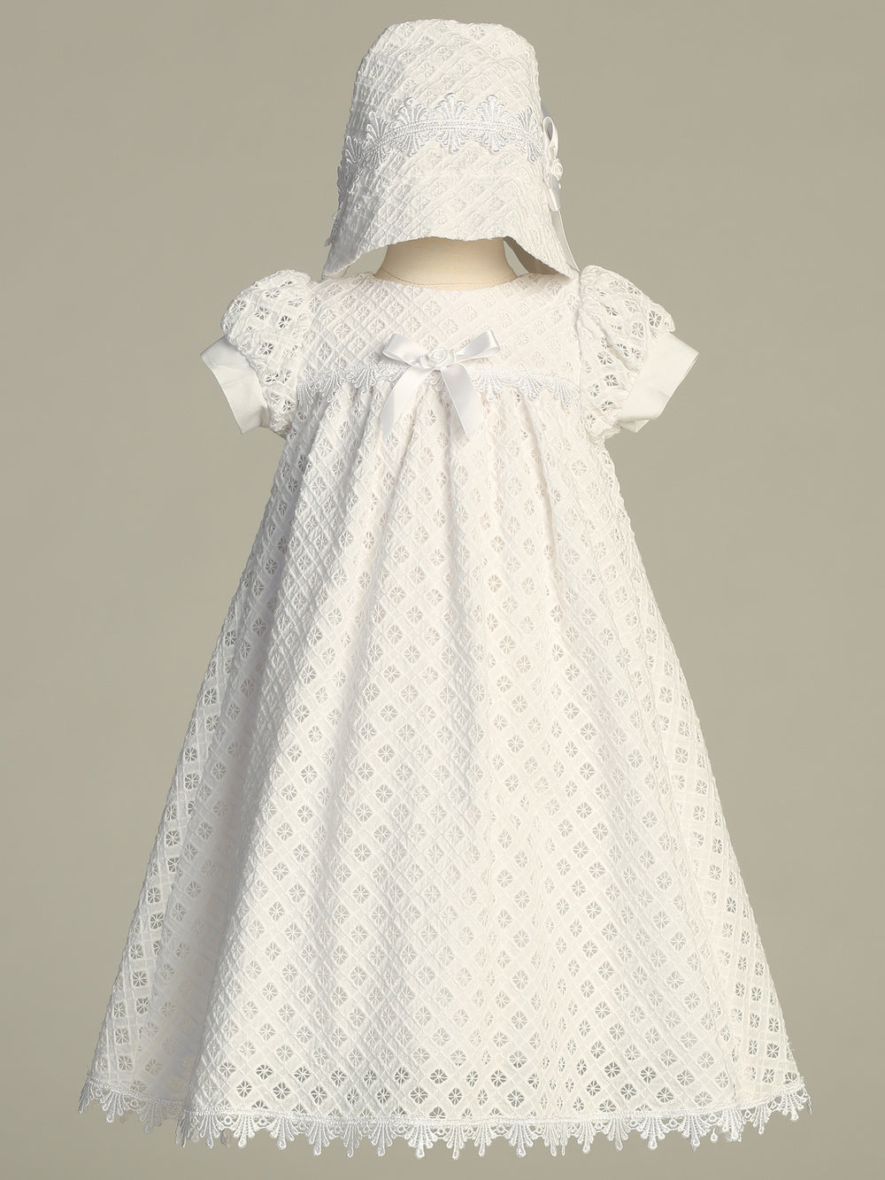 Baby Diamond Pattern Cotton Eyelet Baptism Christening Gown Canada 