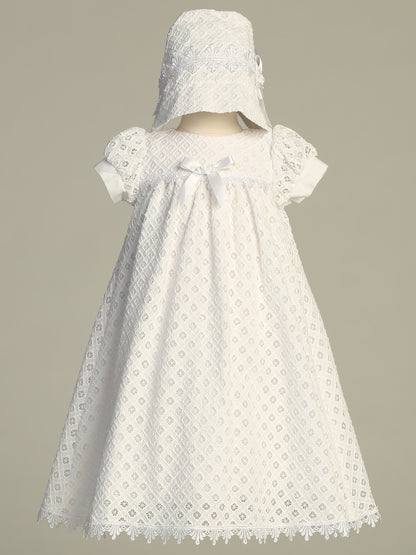 Baby Diamond Pattern Cotton Eyelet Baptism Christening Gown Canada 