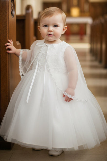 Baby Girls Embroidered Top Christening Baptism Dress & Cape Canada