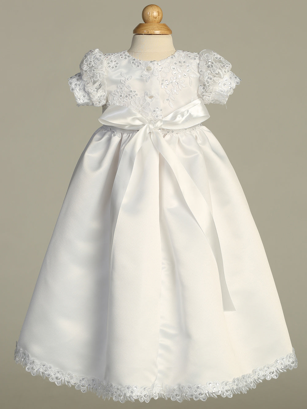  Baby Girls Embroidered Tulle Baptism Gown With Satin Skirt Canada back