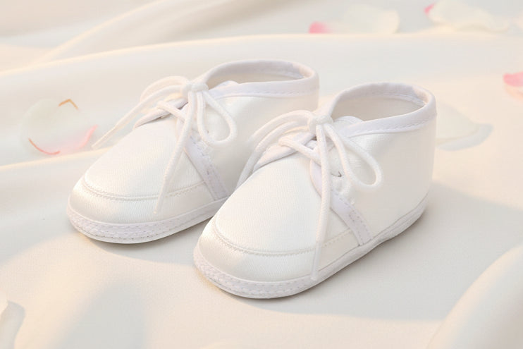 Boys Christening Bootee White Satin Baptism Lace-Up Canada single set