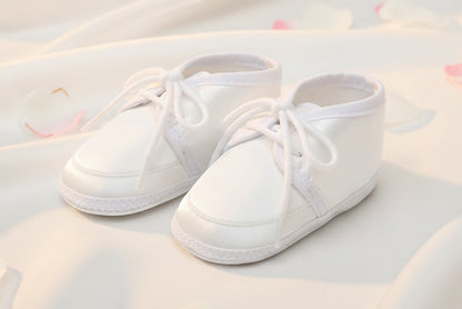 Boys Christening Bootee White Satin Baptism Lace-Up Canada single set