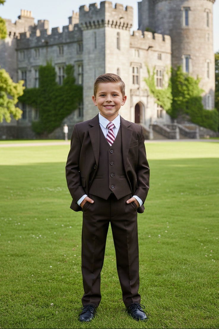 Boys Formal Suit Five Piece Chocolate Brown Canada