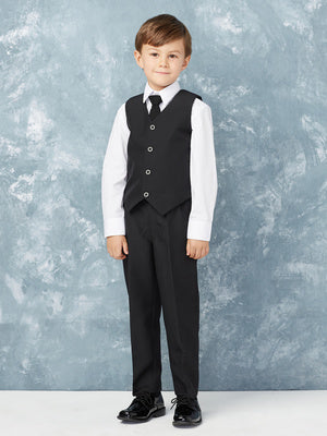 Boys Formal Vest Set 4 Piece Charcoal Black Live Canada