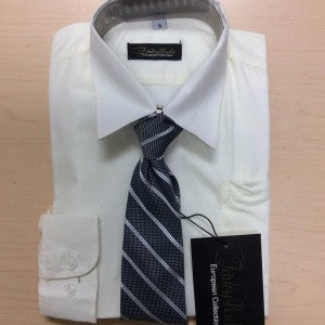 Boys Long Sleeve Dress Shirt & Tie – Formal Boys Dress Shirts with Neck Tie
