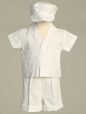 Boys Pintuck Shirt & Shorts White Cotton Blend Canada