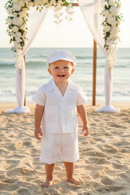 Boys Pintuck Shirt & Shorts White Cotton Blend Canada toddlers