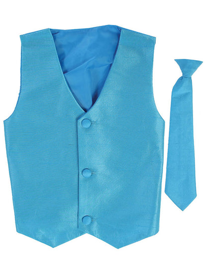Boys Poly Silk Vest Set with Neck Tie – Assorted Colours Canada