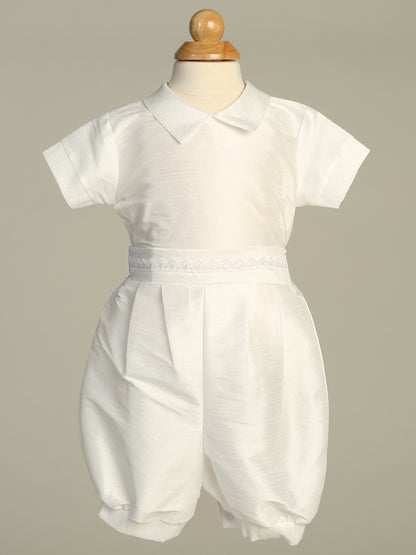 Boys Romper With Embroidered Shawl Baptism Christening Canada romper front