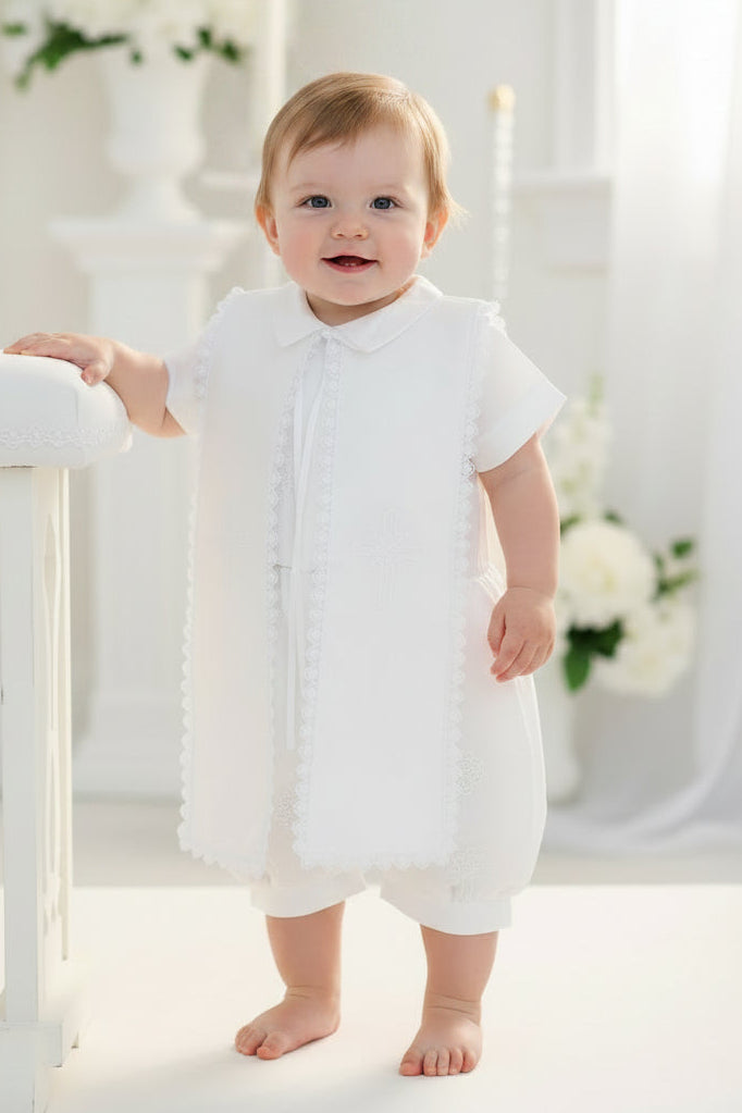Boys Romper With Embroidered Shawl Baptism Christening Canada shawl