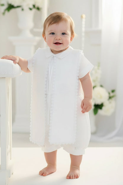 Boys Romper With Embroidered Shawl Baptism Christening Canada shawl