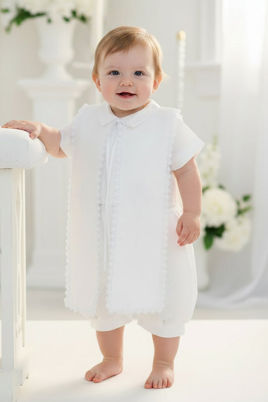Boys Romper With Embroidered Shawl Baptism Christening Canada shawl