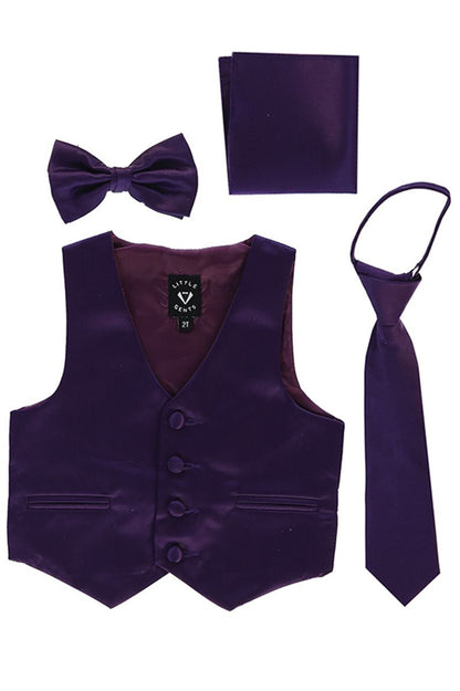 Boys Satin Vest Set with Bow Tie or Neck Tie  Canada – Assorted Colours-5