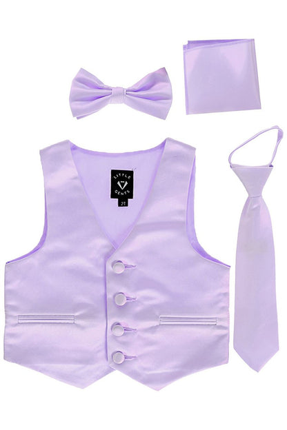 Boys Satin Vest Set with Bow Tie or Neck Tie  Canada – lilac