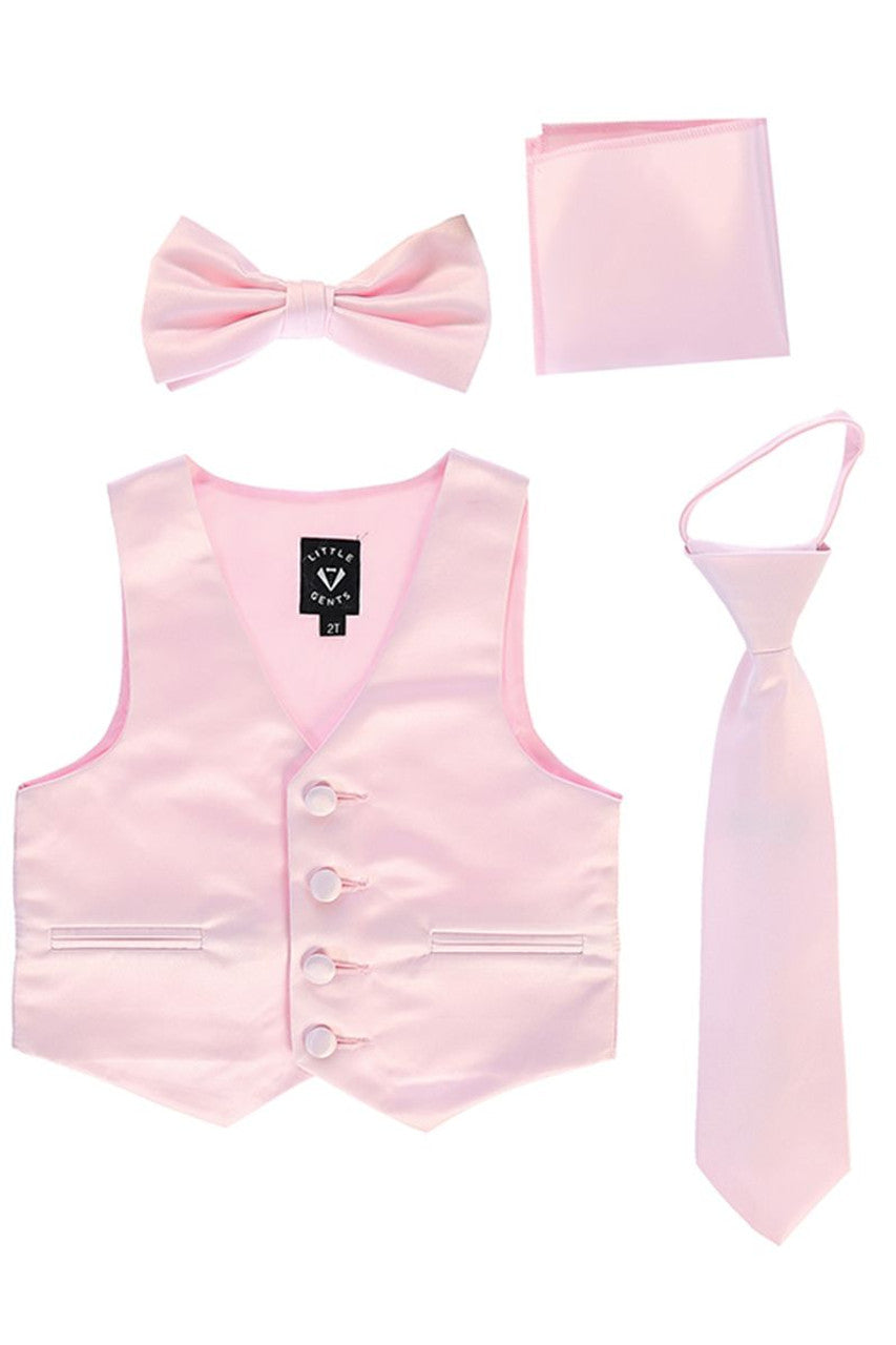Boys Satin Vest Set with Bow Tie or Neck Tie  Canada – pink