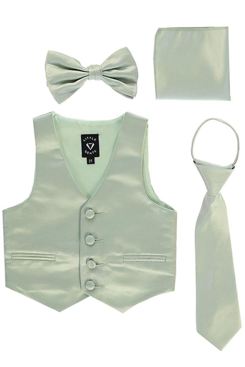 Boys Satin Vest Set with Bow Tie or Neck Tie  Canada – sage