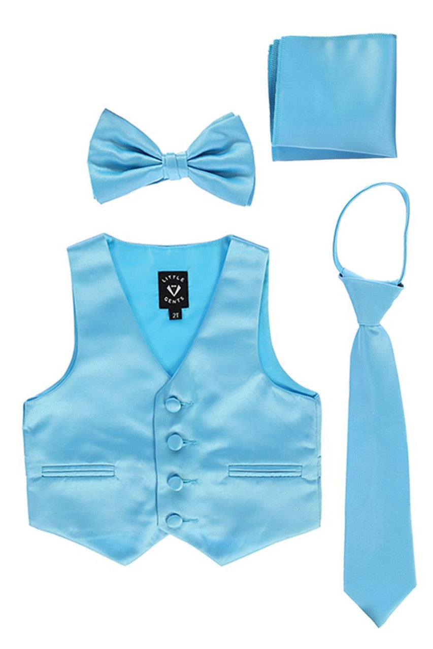 Boys Satin Vest Set with Bow Tie or Neck Tie  Canada – turquoise
