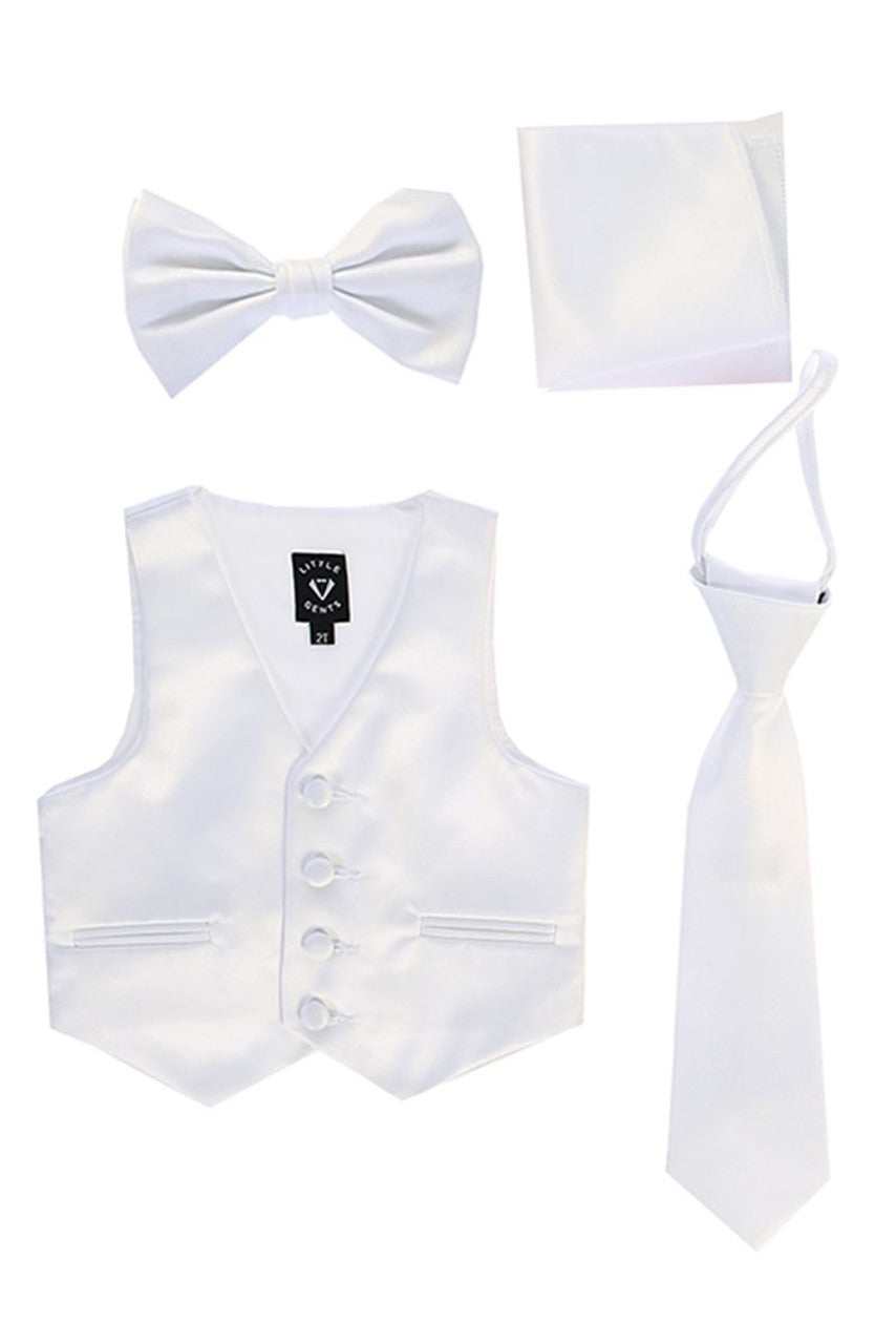 Boys Satin Vest Set with Bow Tie or Neck Tie  Canada –  white